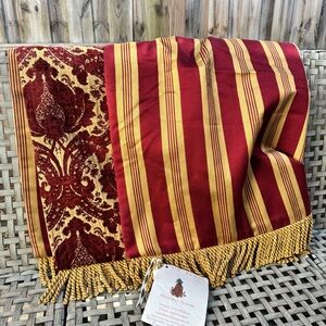Burgundy and Gold Handmade Throw Blanket